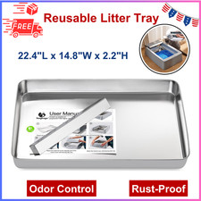 Stainless Steel Reusable Litter Tray Compatible W/ Petsafe Scoop-Free Rust-Proof