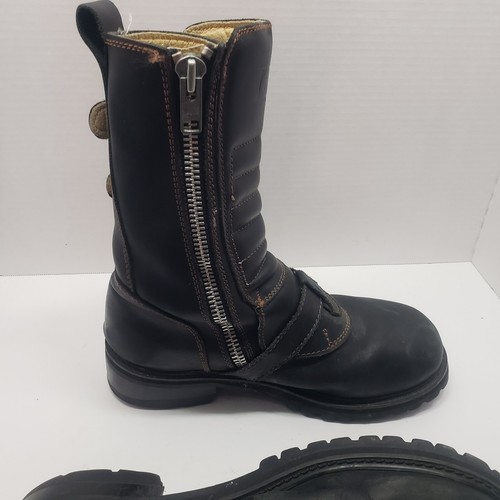 GBX 90s Black Leather Buckle Side Zip Mens Biker Boots Size 10M - Picture 9 of 16