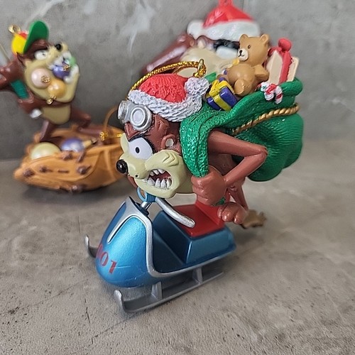 Lot 4 Vintage Looney Tunes Christmas Ornaments TAZ VGUC - Picture 4 of 11