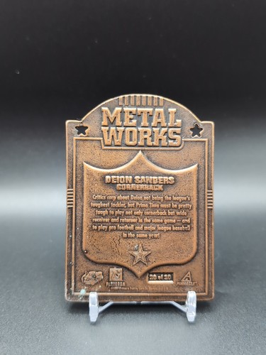1997 Pinnacle X-Press Deion Sanders Metal Works Bronze Dallas Cowboys HOF - Picture 2 of 2