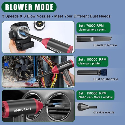 Dust Cleaner & Vacuum - Compact Dual-Function Cleaner for Car/ Keyboard/PC/Home - 第 5/6 張圖片