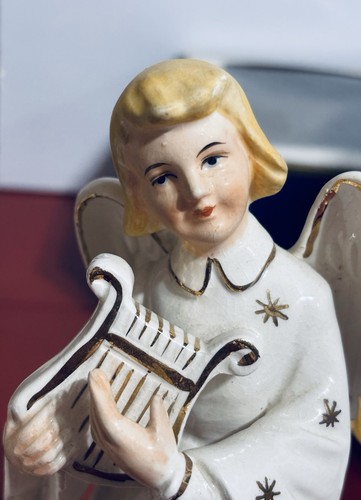  2 Vtg Sears Musical Revolving Rotating Porcelain Xmas Angels in box - Picture 6 of 13