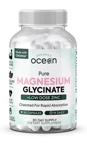 Organics Ocean Pure Magnesium Glycinate / Zinc 4 Sleep 90 Caps FREE SHIP W 2 + - Picture 1 of 9