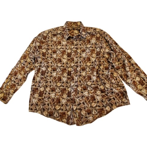 Natural Issue Mens Shirt XL Leaf Print Button Up Long Sleeve Cotton wrinkle free - Picture 4 of 6