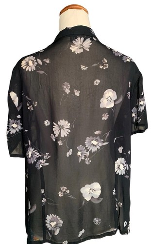 Vintage Jacqui-E Estampado Floral Mujer Abotonada Transparente Años 90 Talla 16 Manga Corta - Imagen 5 de 13