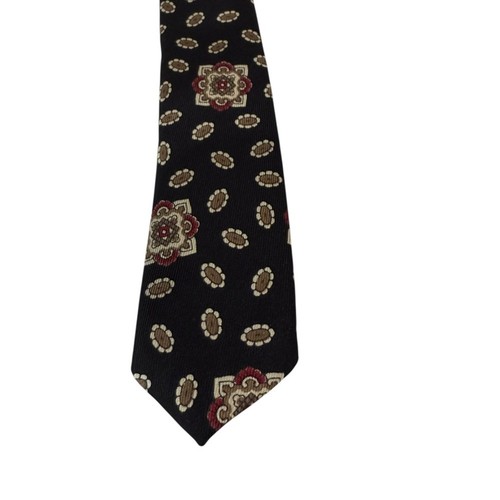 John Henry 56 x 3 1/2 Zoll Vintage gemusterte Seidenkrawatte marineblau Papa Opa - Bild 3 von 4