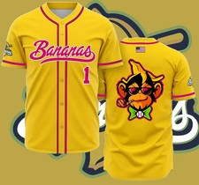 Collection Savannah Bananas Baseball Jersey Monkey Team AOP 3D Yellow US1473