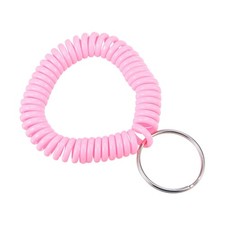 Spiral keychain, 5 pcs plastic wrist coil keychain, pink