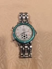 Seiko Green Soccer Timer Watch W Stainless Steel Band NOT WORKING PARTS REPAIR