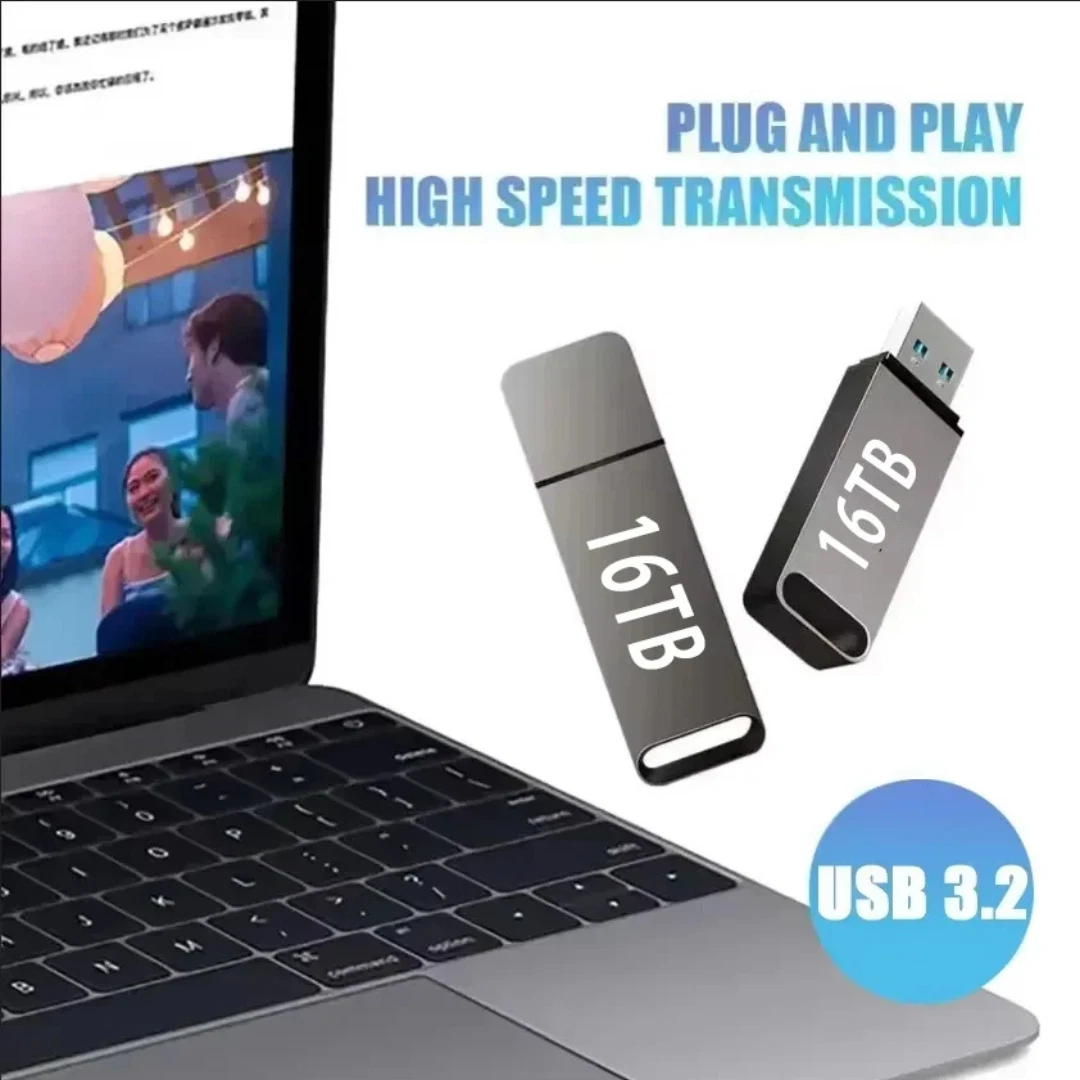 16TB USB 3.2 Metal Flash Drive High Speed Memory Stick Portable USB Storage Pen