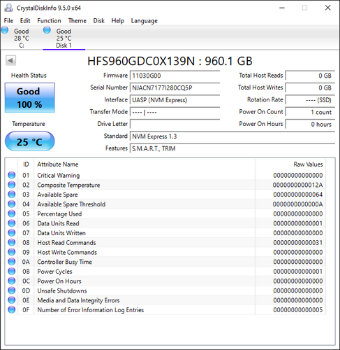 Hynix 960GB PE6110 m.2 22110 PCIe 3.1 HFS960GDC0X139N NVMe Solid State SSD - NEW - Picture 6 of 7