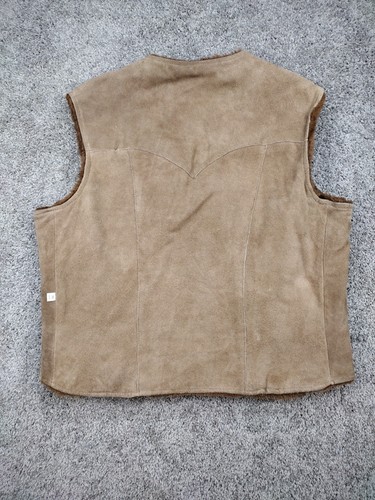 Pioneer Wear Men's Brown Genuine Leather Sherpa Lined Vest Size 44 Work Chore - Picture 9 of 13