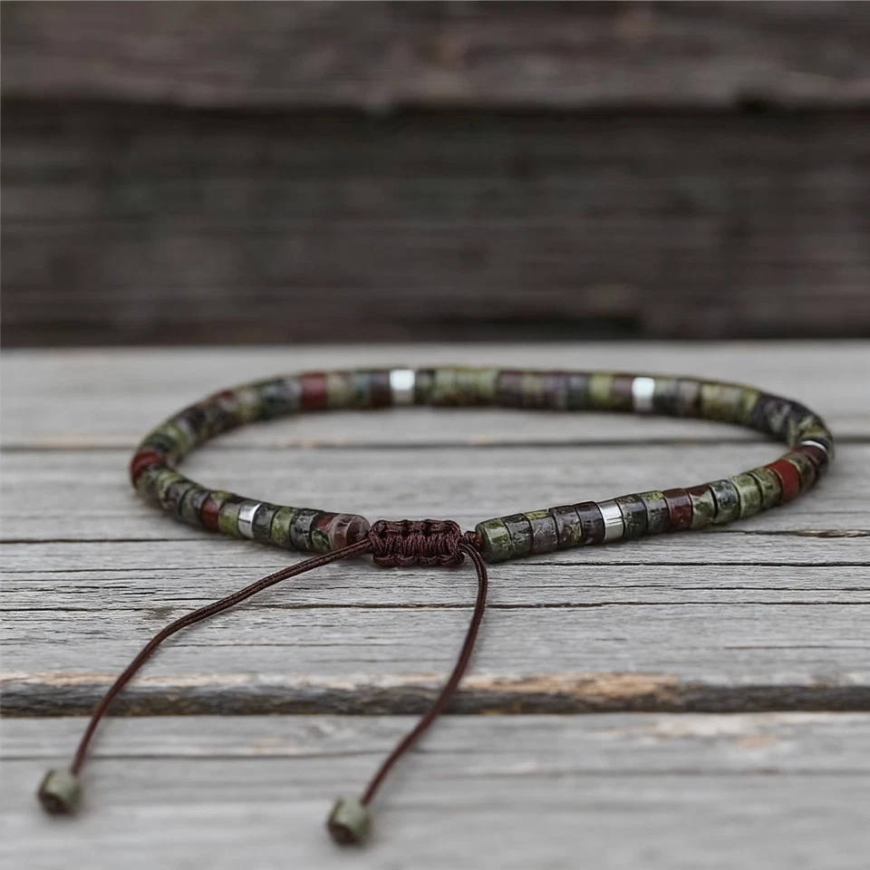 Pulsera Piedra de Sangre Tubo Cuentas Piedra Joyería Energía Curativa Mujeres Hombres Regalos Foto 4 de 4