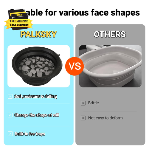 Face Bowl for Ice with Built-In Icetray,Portable Foldable Silicone Face Ice Bath - Picture 3 of 7