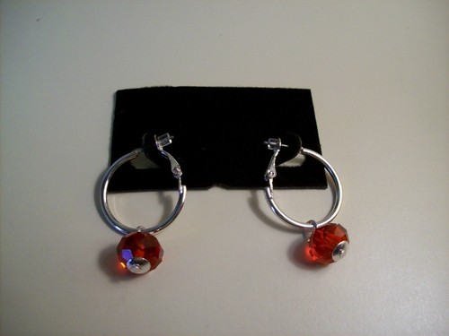Silver & Red Bangle Bracelets With Earrings - Picture 11 of 11
