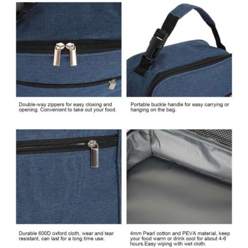 Insulated Lunch Box Bag for Men and Women Work Large Capacity Reusable Storage - Picture 4 of 12