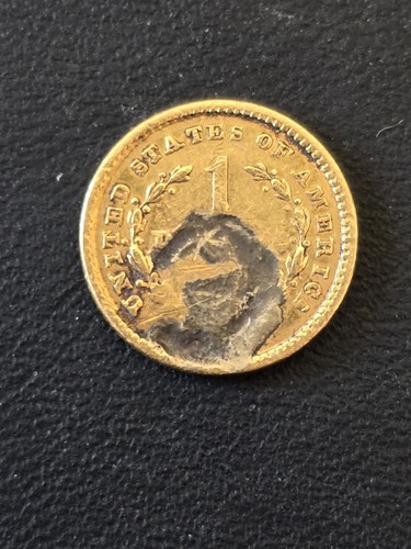 1849 1 dollar gold coin, Type 1, Open wreath, AU Details - Picture 2 of 2