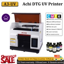 ACHI A4 UV DTG Flated Printer Epson L800 Head Embossed Metal t-shirt DIYPrint US