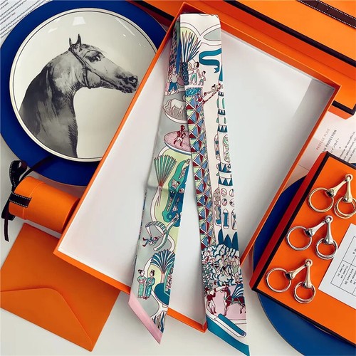 Luxus Seide dünner Schal Mode Tasche Griff Band Pferd Print Stirnband klein - Bild 5 von 33
