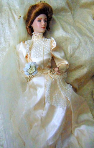 Vintage 22" Franklin Heirloom Gibson Girl Porcelain Doll Bride 1987 - Bild 2 von 12