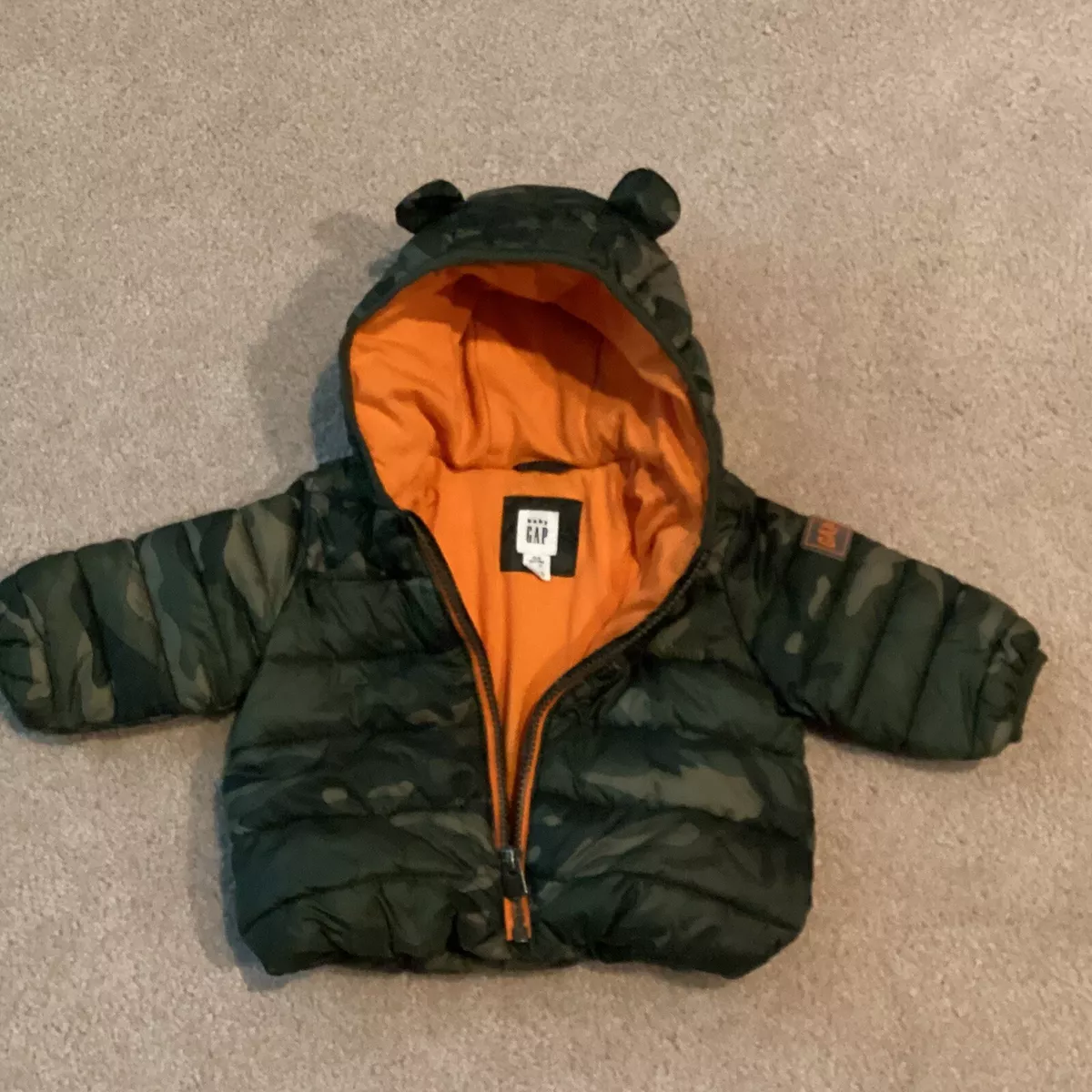 BABY GAP INFANT JACKET 0 6 MONTH HOODED ZIP FRONT CAMOUFLAGE