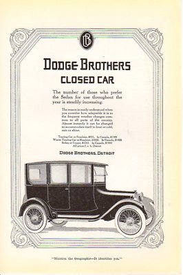 1917 Vintage print ad Car Dodge Brothers Motor Car Sedan Closed Car cool car art