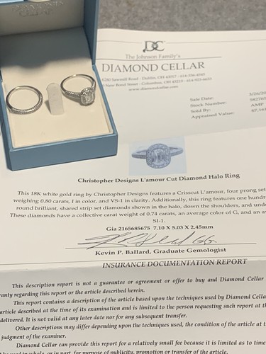 18kt WG Oval Cut Diamond Engagement Halo Ring/Wedding Band Christopher Designs! - Picture 11 of 12