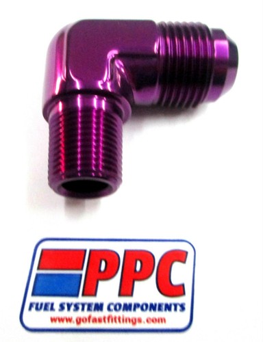 03 an Male Flare to 1/8" npt 90 deg adapter Show Polished Purple anodized alum - Bild 2 von 2