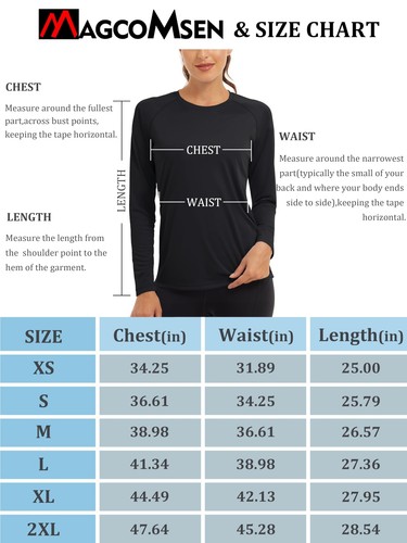Women's UPF 50+ SPF Long Sleeve Swim Shirt Fishing & Hiking Rash Guard - Black - Picture 6 of 7
