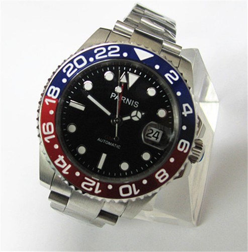 40mm Parnis GMT Automatic Men Mechanical Watch Sapphire Crystal Stainless Band - Picture 5 of 10