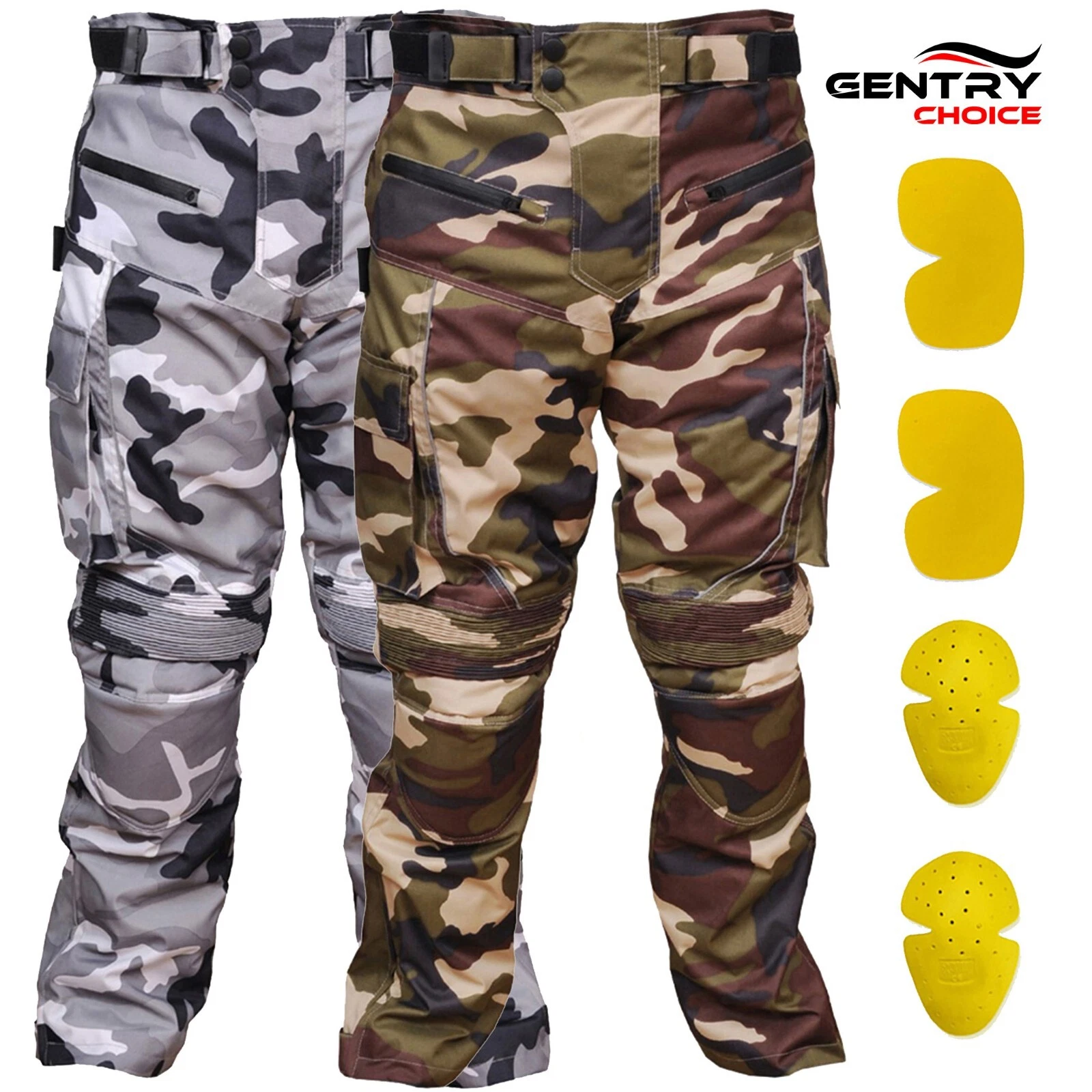 RIDERACT® Mens Cordura Motorcycle Pant TARZAN Camouflage Armored Motorbike Pant