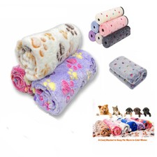 Pet Dog Blanket Pet Cushion Small Dog Cat Bed Sleep Mat Paw Print Soft Warm US