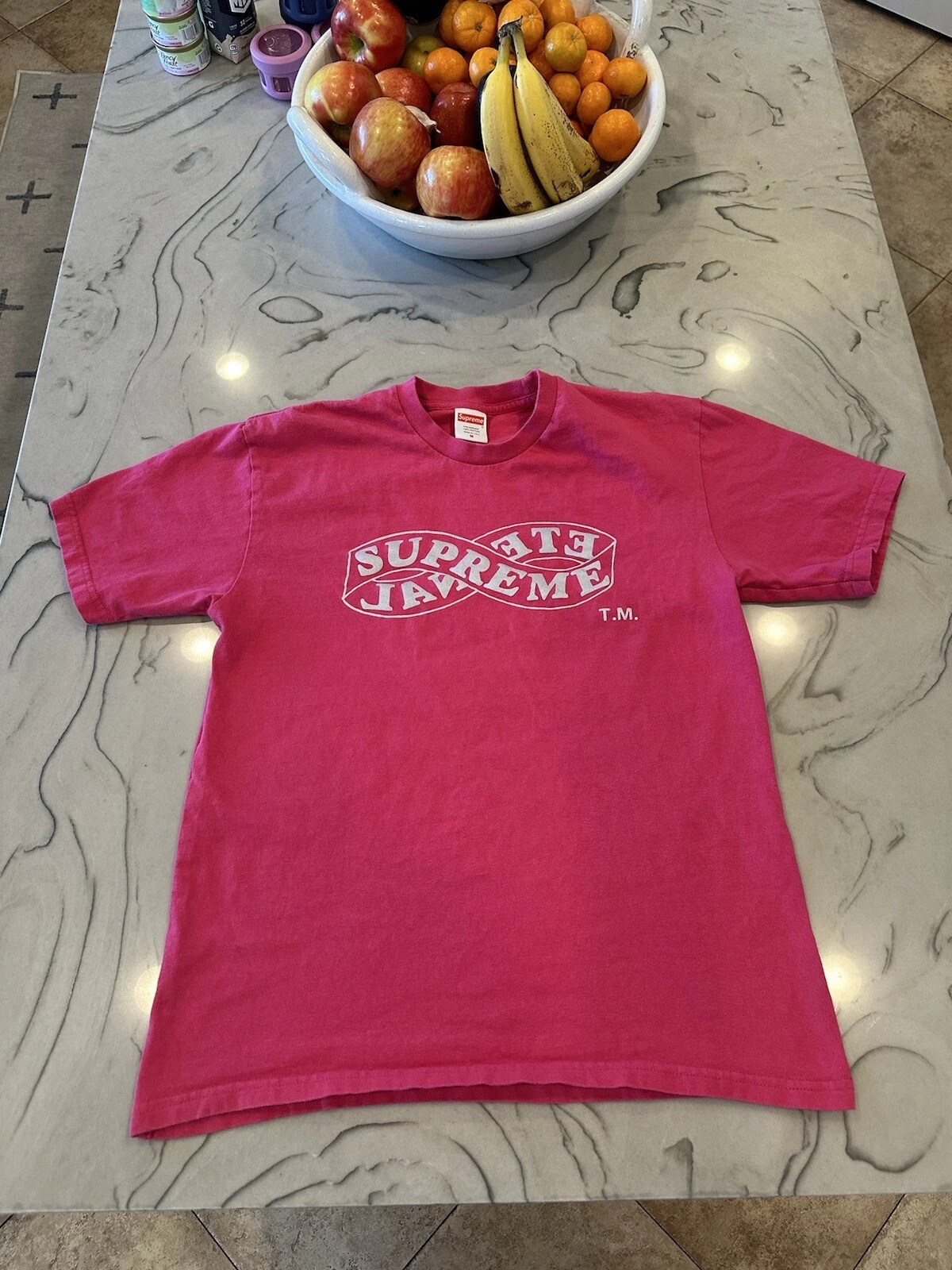T shirt Supreme x Eternal Infinity, Taille Large (M), Rose/Argent, Rare