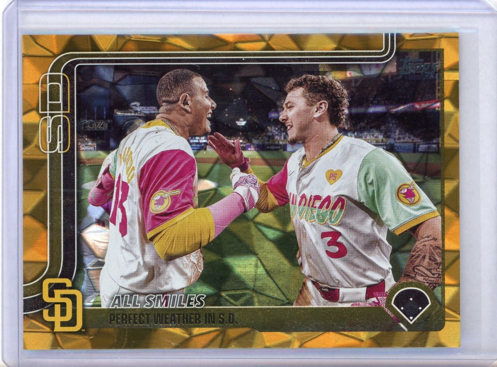 2025 Topps Series 1 All Smiles Machado Merrill Gold Diamante /50 #143 Padres SP