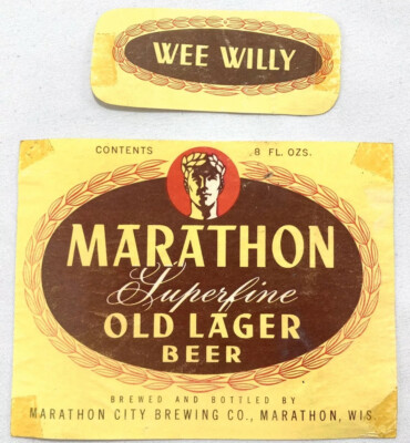 Wisconsin 10 Vintage Marathon City Brewing Sportz Club Beer Labels Marathon