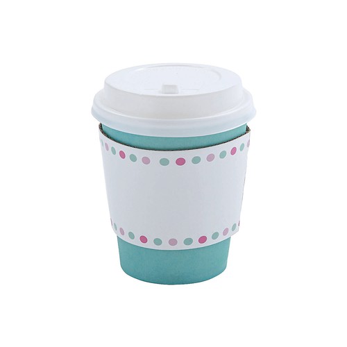 Fun Express Small Winter Disposable Coffee Cups with Lids & Sleeves - 12 Pc