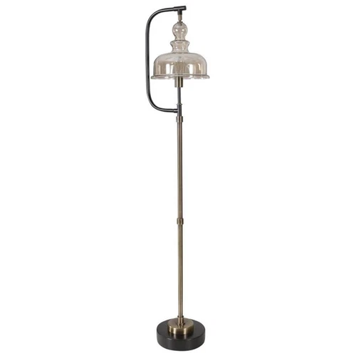 Uttermost Elieser Contemporary Steel and Glass Floor Lamp in Antique Brass - Picture 3 of 8