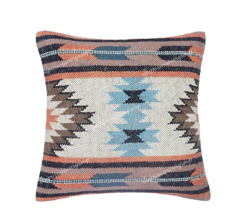 Set of 4 Wool Jute Vintage Kilim Cushion Cover 45x45 cm Home Décor Pillowcases - Picture 27 of 32