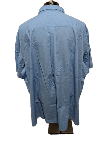 HB HARBOR BAY Size 5XLT Short Sleeve Button Front Shirt Medium Blue Cotton Blend - Picture 5 of 10