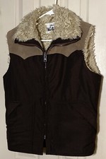 Vintage Woolrich Sherpa Vest Brown Leather Faux Fur MED