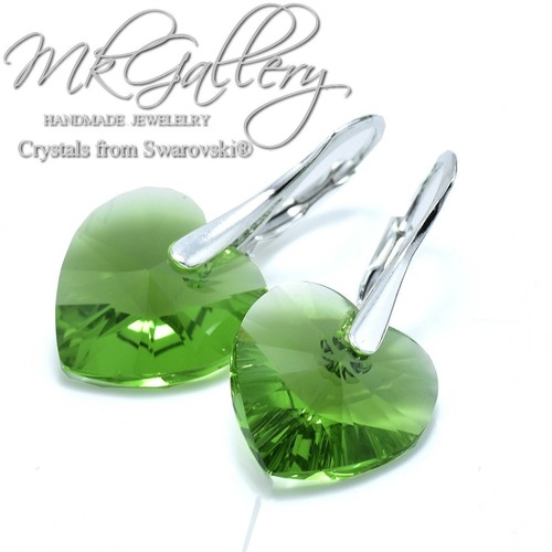 *HEART* 925 Sterling Silver Earrings 14mm Heart Crystals from SwarovskPrimero® - Picture 9 of 52