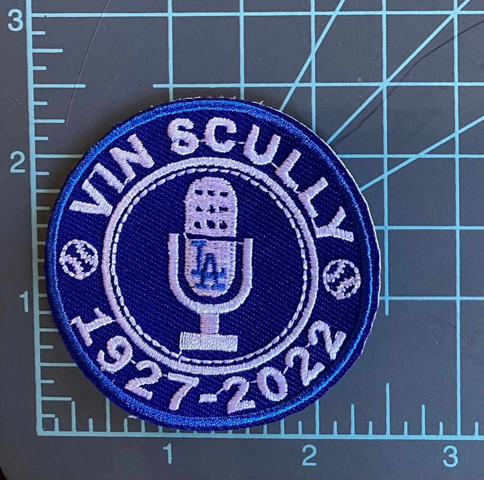 2022 Vin Scully Iron On Patch Los Angels LA Dodgers Jersey Baseball Hat Cap -...