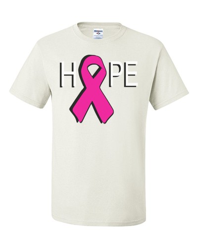 Hope Breast Cancer Awareness T-Shirt Pink Ribbon Tee Shirt Cure Support Walk Run - Picture 3 of 11