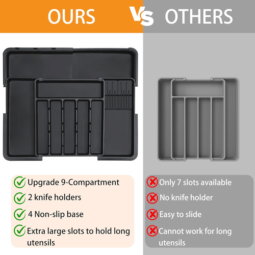 Silverware Organizer Expandable Large Kitchen Drawer Organizer Utensil Organizer - Picture 3 of 12
