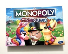 Monopoly E8760 Unicorns Vs. Llamas Board Game COMPLETE