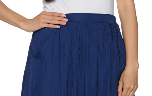 Maxi Falda Colección Lisa Rinna Crinkle Charmeuse Indigo M A290723 QVC J - Imagen 2 de 6