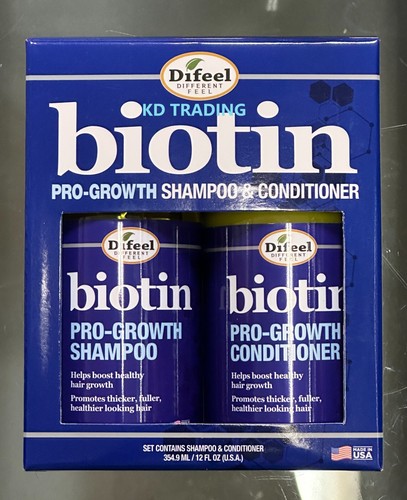 (2-Pk) Difeel ~ BIOTIN Hair PRO-GROWTH Boosting Thickening SHAMPOO & CONDITIONER - Picture 1 of 5