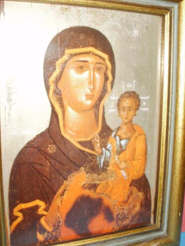 Edizione limitata da collezione copia fatta a mano dell'icona greca su piastrelle di porcellana - rara - Foto 4 di 18
