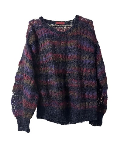 Bernat Klein Multicolor Hand Knit In Scotland Mohair Blend Sweater Fits Large
