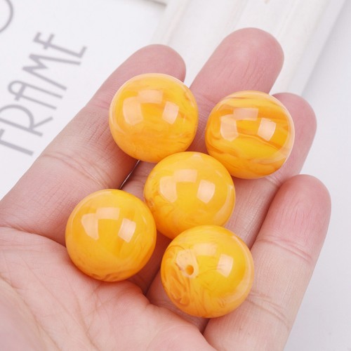Round Yellow Artificial Amber Resin Loose Beads 6/8/10/12/14/16/18/20/25/30mm - Picture 14 of 15